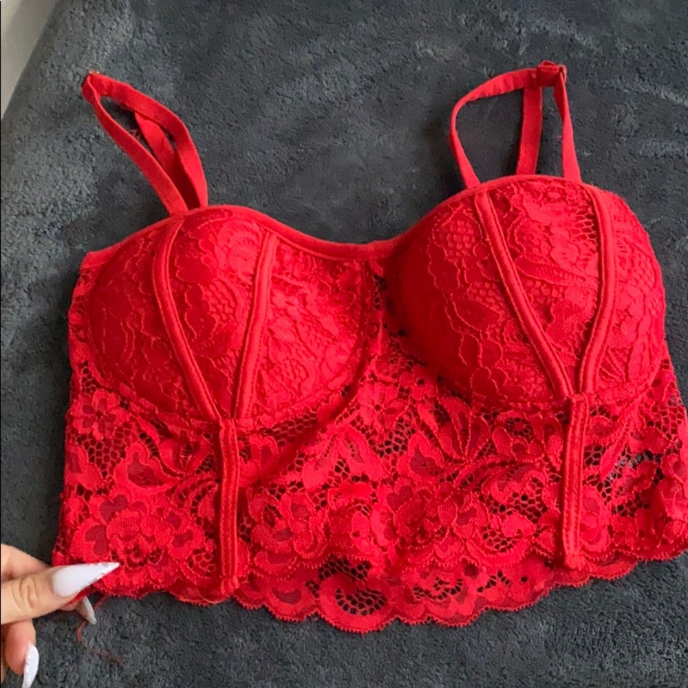 Red cropped shirt